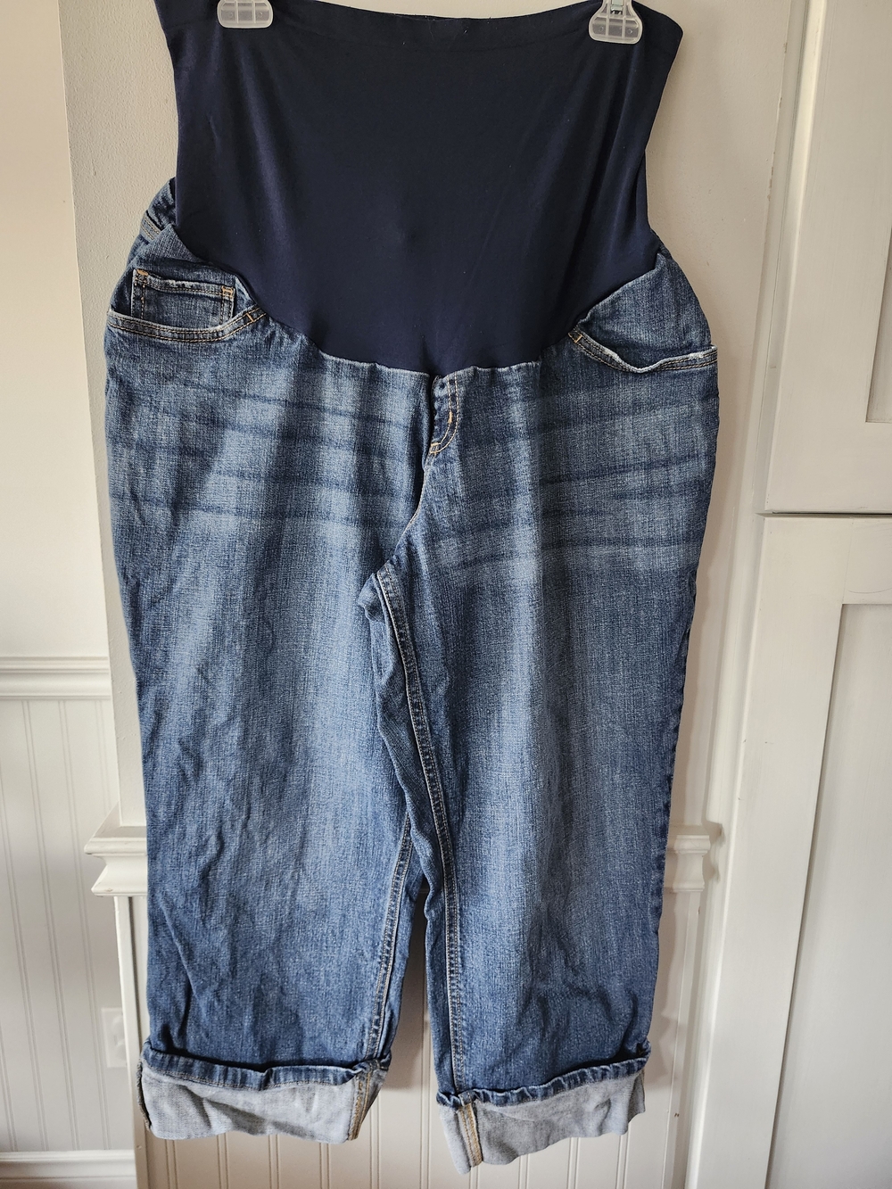Indigo Blue Women's Boyfriend  Maternity Jeans in Light and Navy Blue